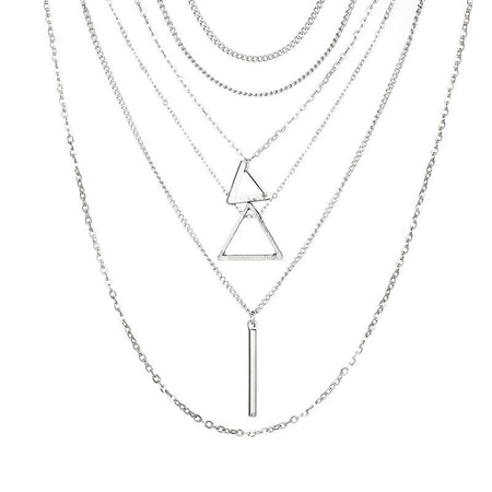 Double Triangle Multilayer Necklace