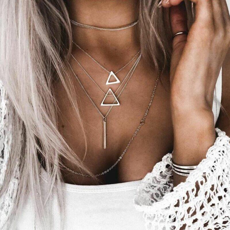 Double Triangle Multilayer Necklace – JPS Essentials
