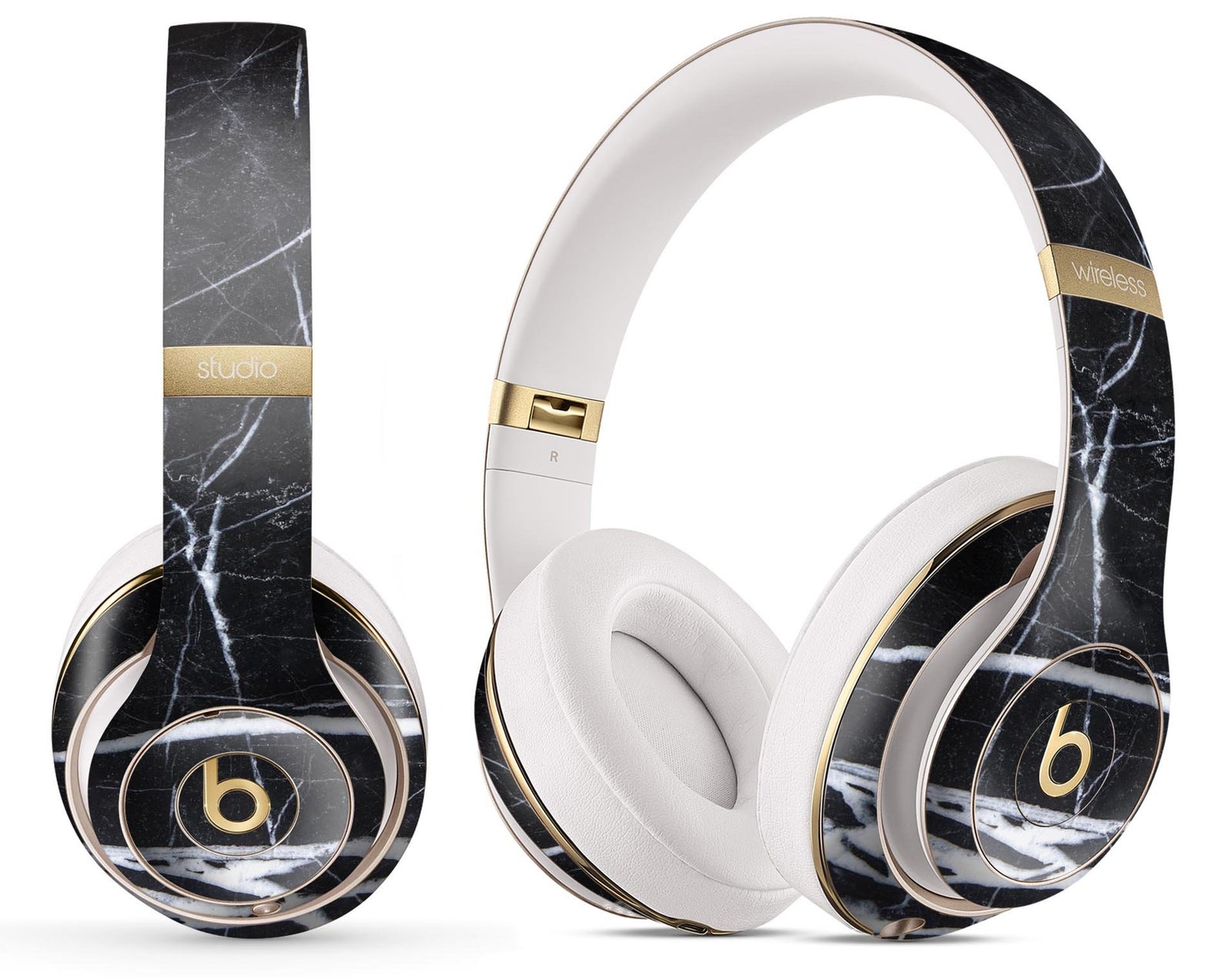 Natural Black & White Marble Stone - Full Body Skin Decal Wrap Kit for